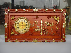 Đồng hồ tranh gỗ chữ Lộc mẫu trúc hóa thếp vàng kích thước 88cm x 48cm - TGPX2291