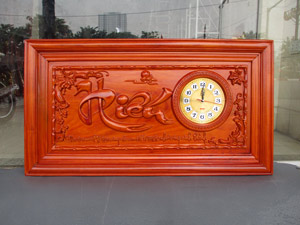 Tranh gỗ đồng hồ chữ Hiếu thư pháp sơn pu 88cm x 48cm - TGPX2299PU