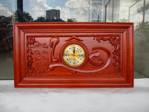 Tranh gỗ đồng hồ chữ Lộc tiếng việt pu kích thước 88cm x 48cm - TGPX2285-1PU