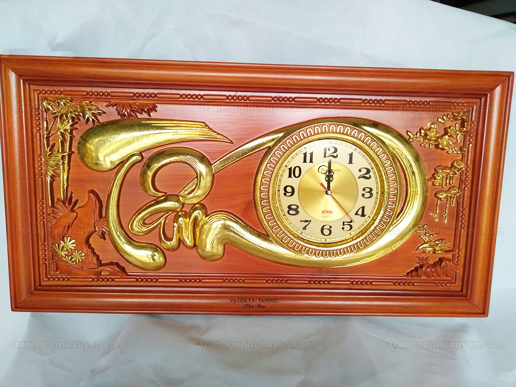 Tranh gỗ đồng hồ chữ Tâm 81cm - TGPX2155