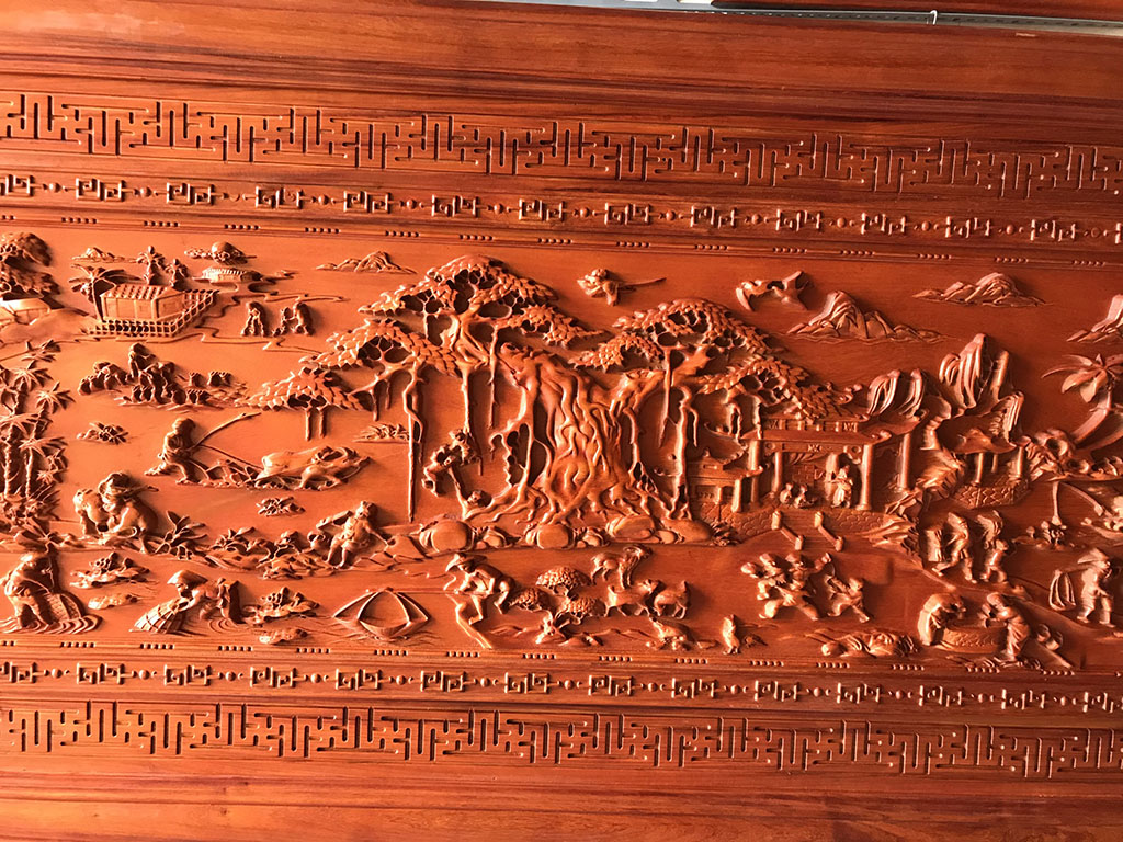 Tranh gỗ hương Phong Cảnh Làng Quê Việt Nam 1m98 x 98cm - TGPX2302PU | Tranh  Gỗ Vũ Phong